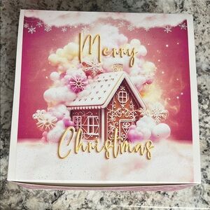 Holiday Gingerbread Gift Box with Pink and Gold Design